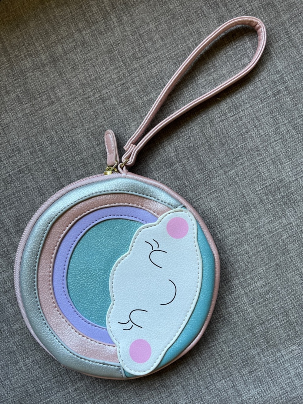 Luv Betsey Johnson Rainbow Cloud Pastel Mini Circle Wristlet Purse